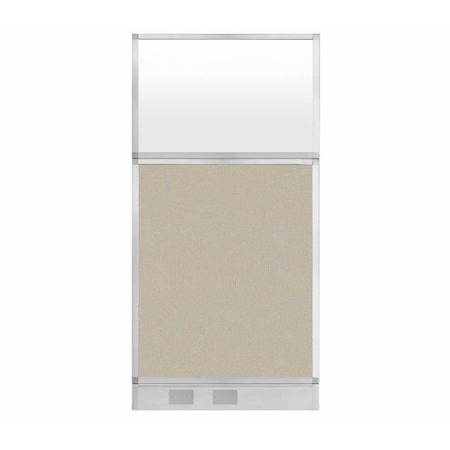 Versare Hush Panel Configurable Cubicle Partition 3' x 6' Sand Fabric Frosted Window w/ Cable Channel 1856318-3